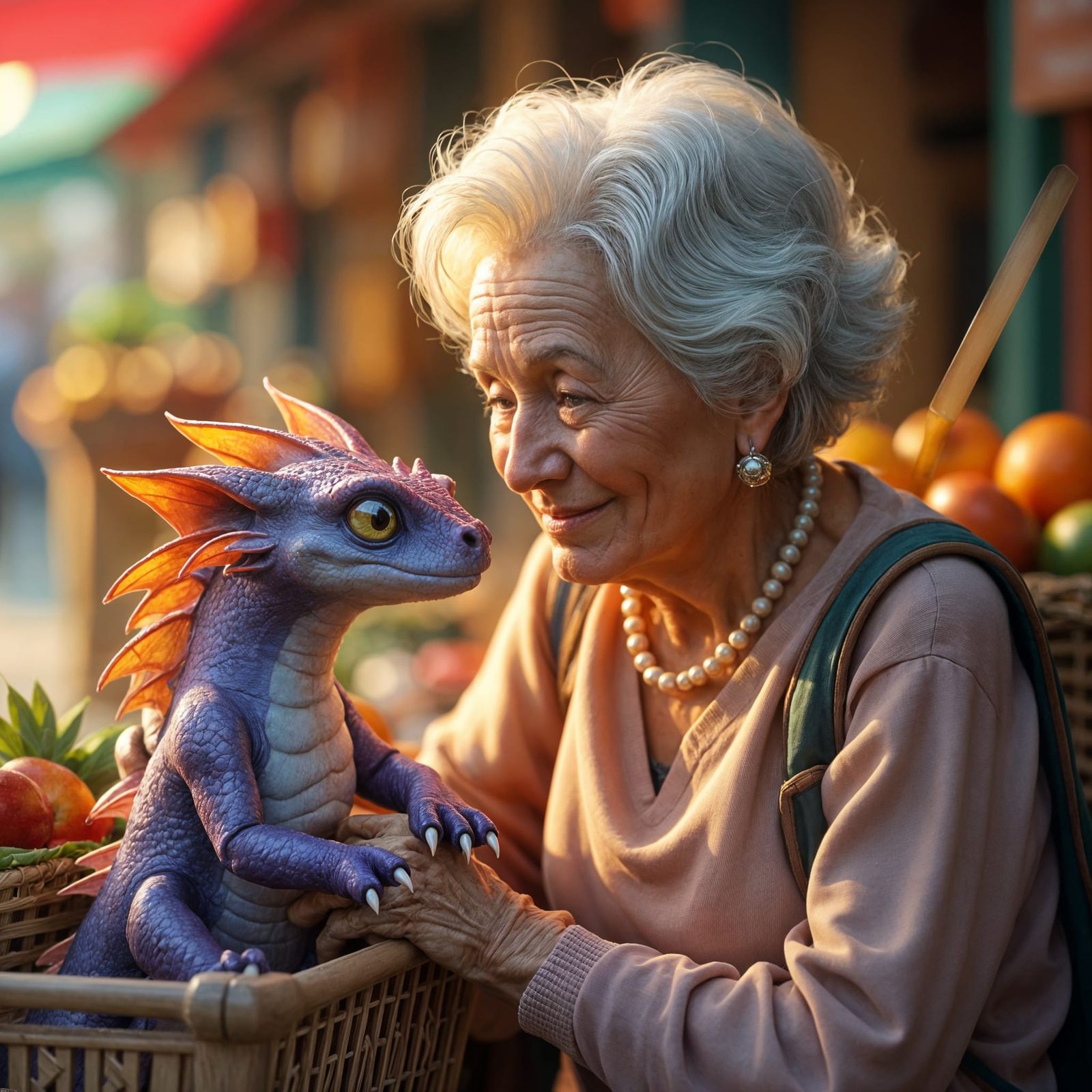 Elderly Woman and Emotional Support Dragon
