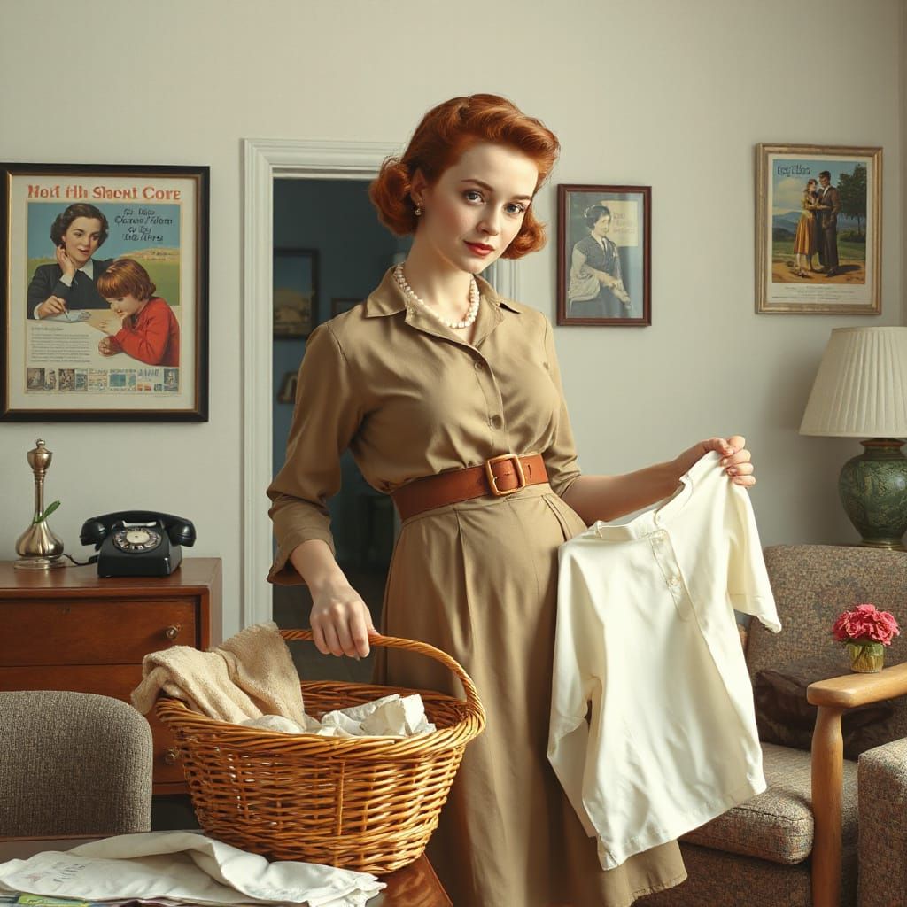Vintage Housewife in Mid-Century Modern Home