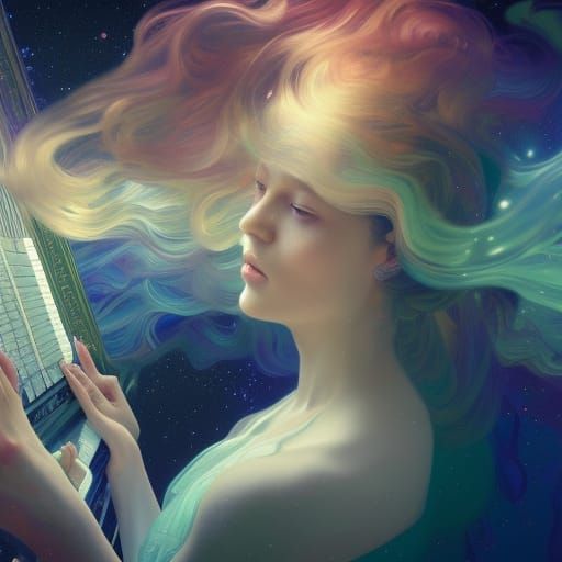 Pachelbel's Conundrum: Harpsichord Portrait in Galaxy