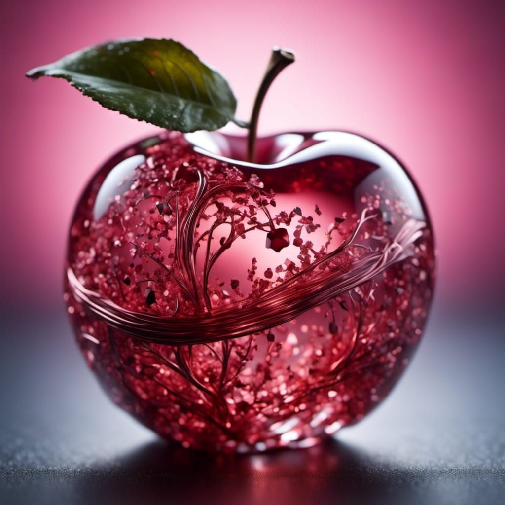 Crystal Apple with Suspended Musical Notes