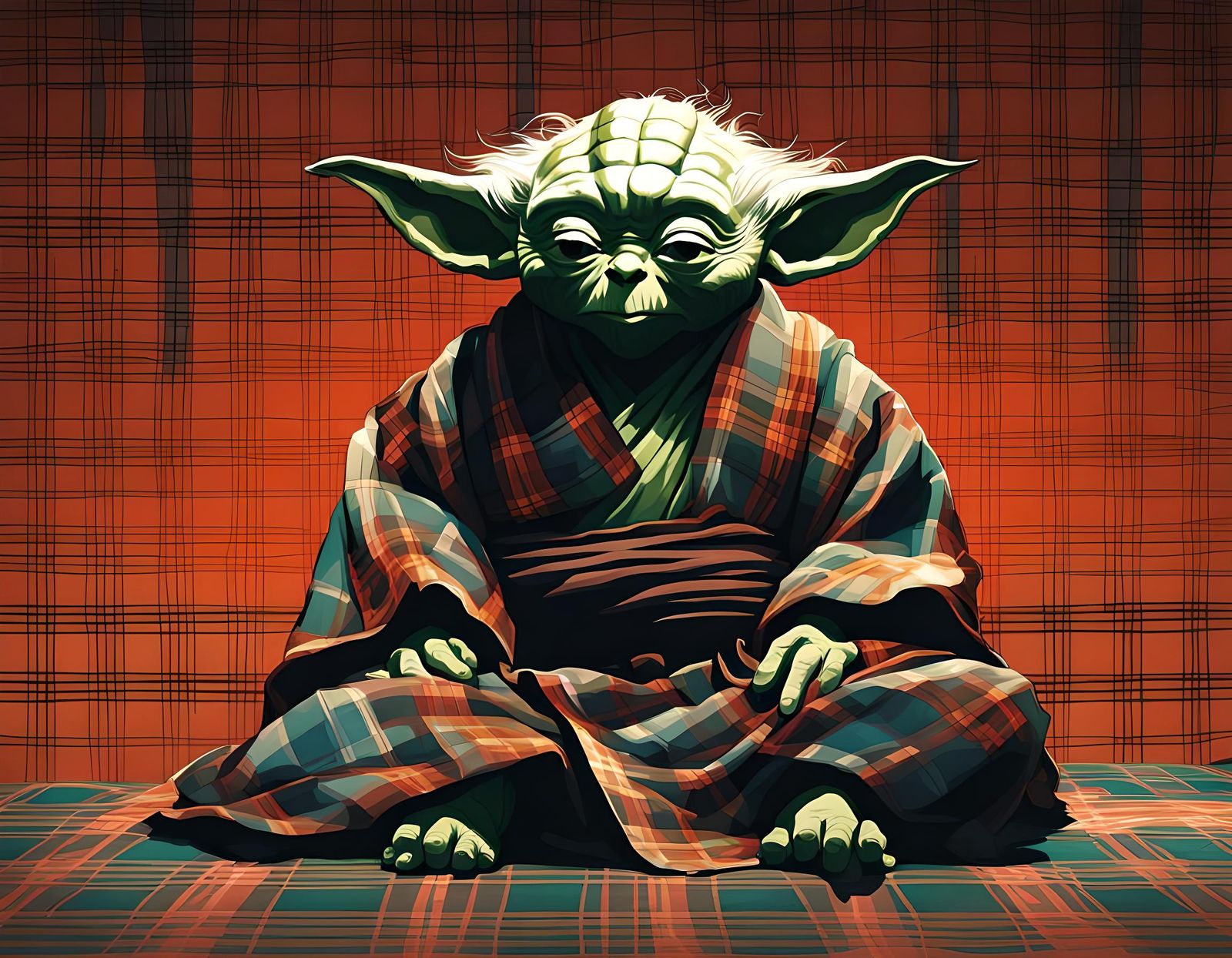 Yoda in Traditional Japanese Painting Style