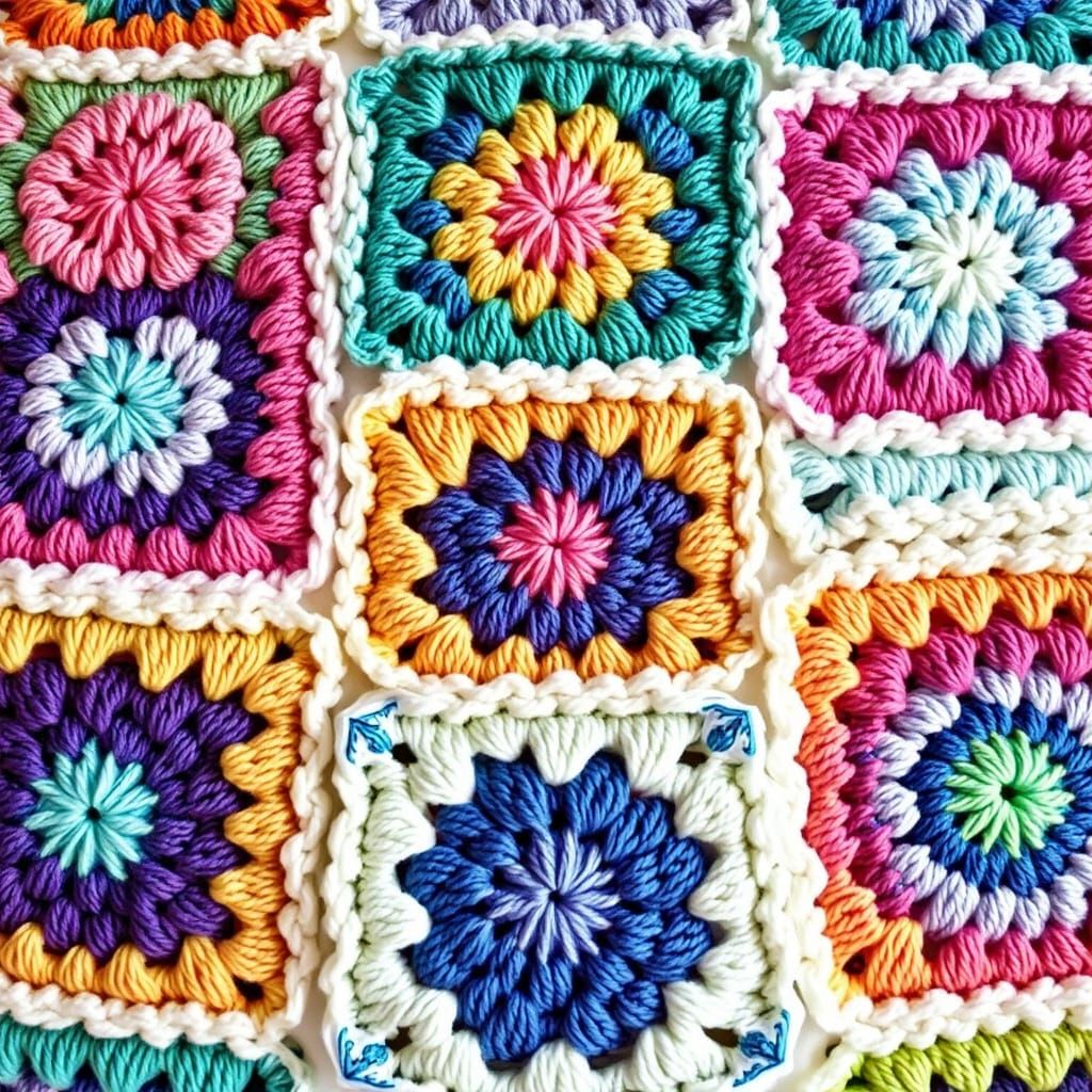 Whimsical Knitted Blanket in Vibrant Colors