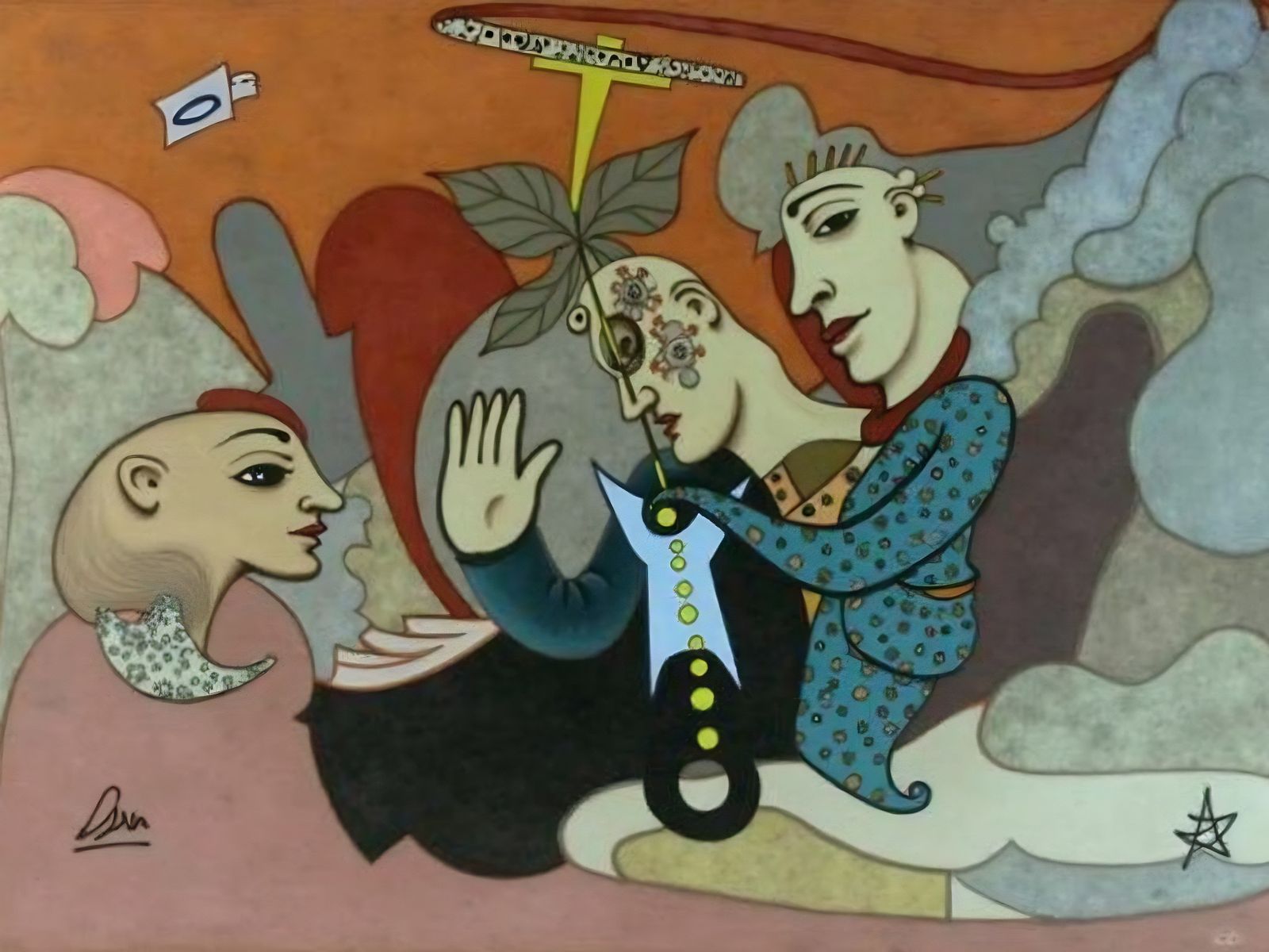 Surreal Cosmic Gathering in Low Brow Art Style