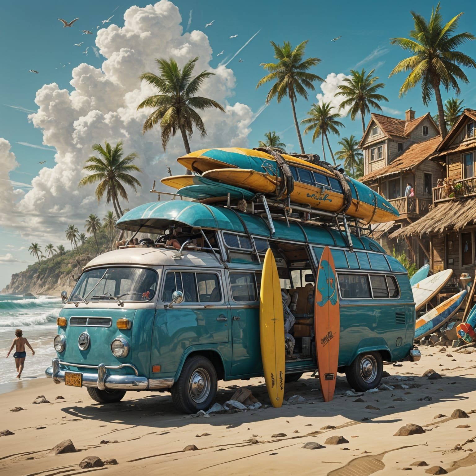 Epic Beach Scene in Digital Matte Painting Style