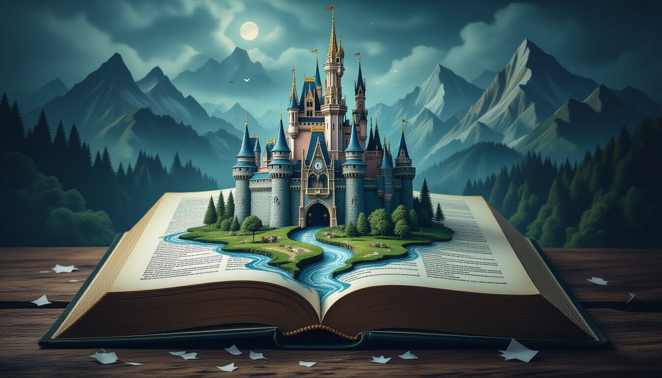 Castle City Emerging From Open Book