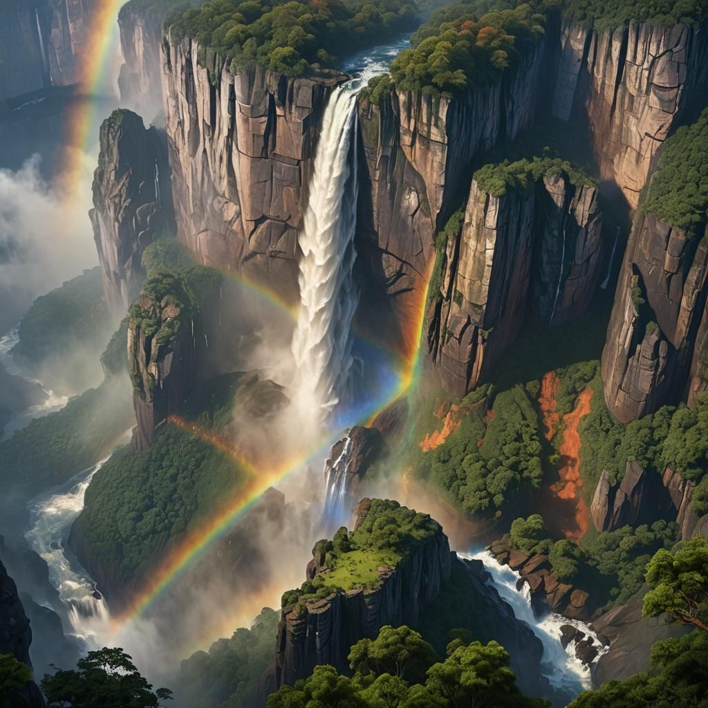Angel Falls: Rainbow Mist in Fantasy Concept Art
