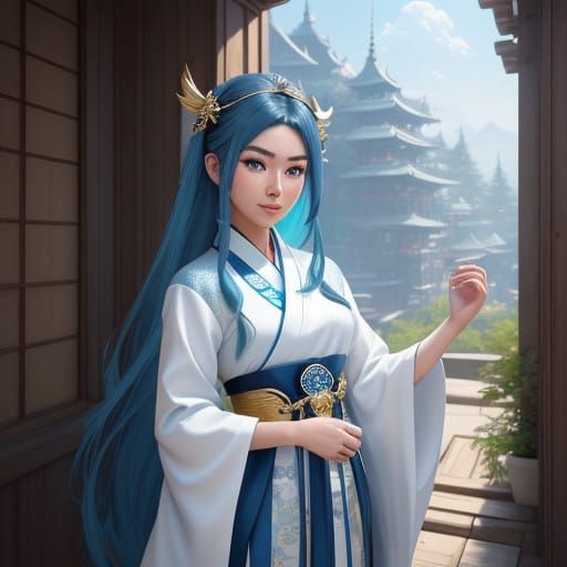 Enchanting Anime-Inspired Goddess in Vibrant Hanfu