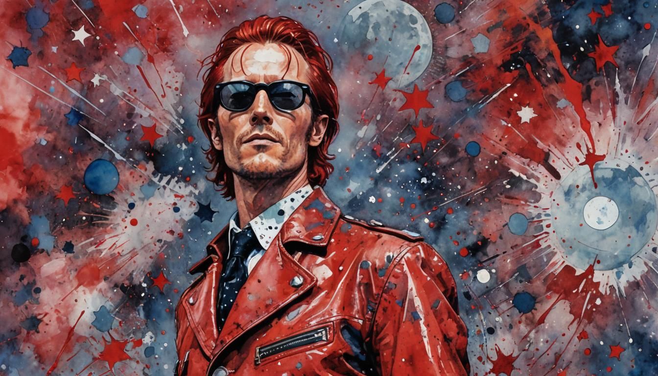 Rockstar in Gotham: Neo-Impressionistic Watercolor and Acryl...