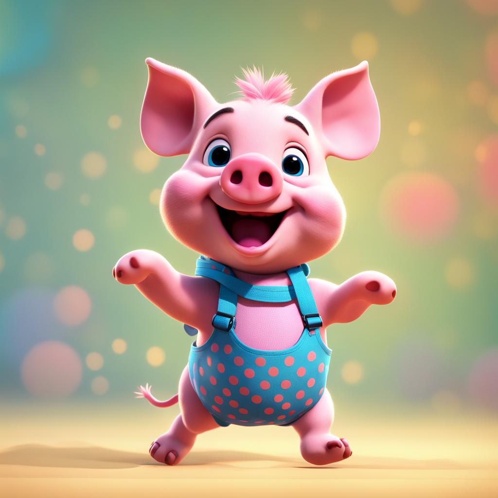 Dancing Piglet with Polka Dots in 3D Animation