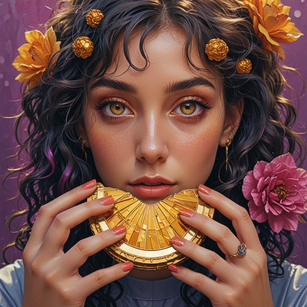 Golden Hour Portrait of Débora in Digital Painting Style