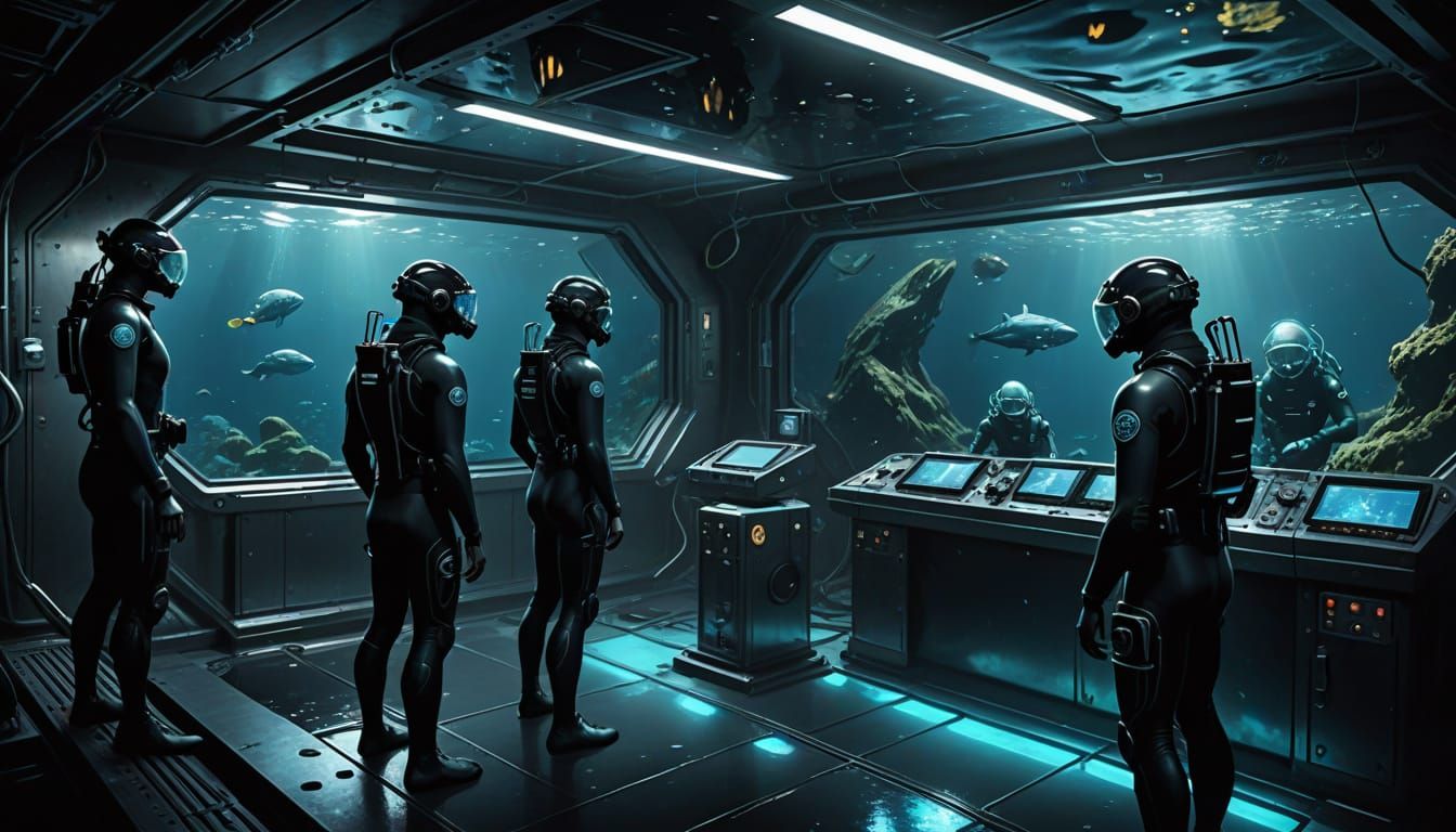 Deep Sea Lab Monitors Alien Craft with Bioluminescent Glow