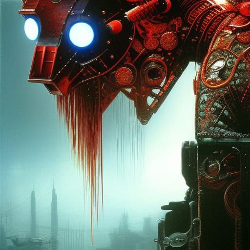 Cyberpunk Samurai Gangster in Retro Sci-Fi Scene