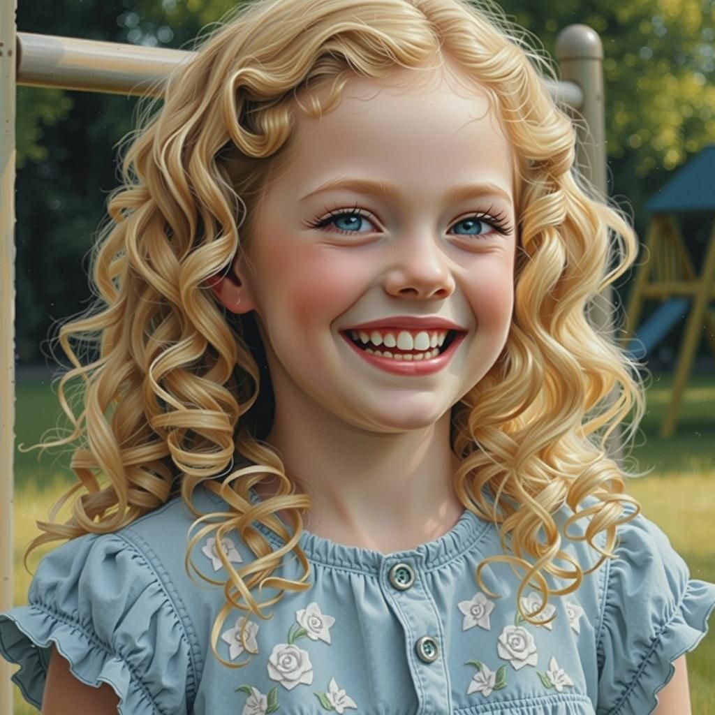 Radiant Girl Laughing, Hyperrealistic Portrait