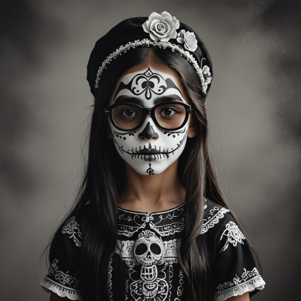Peruvian Girl as Catrina in Hyper-Realistic Portrait