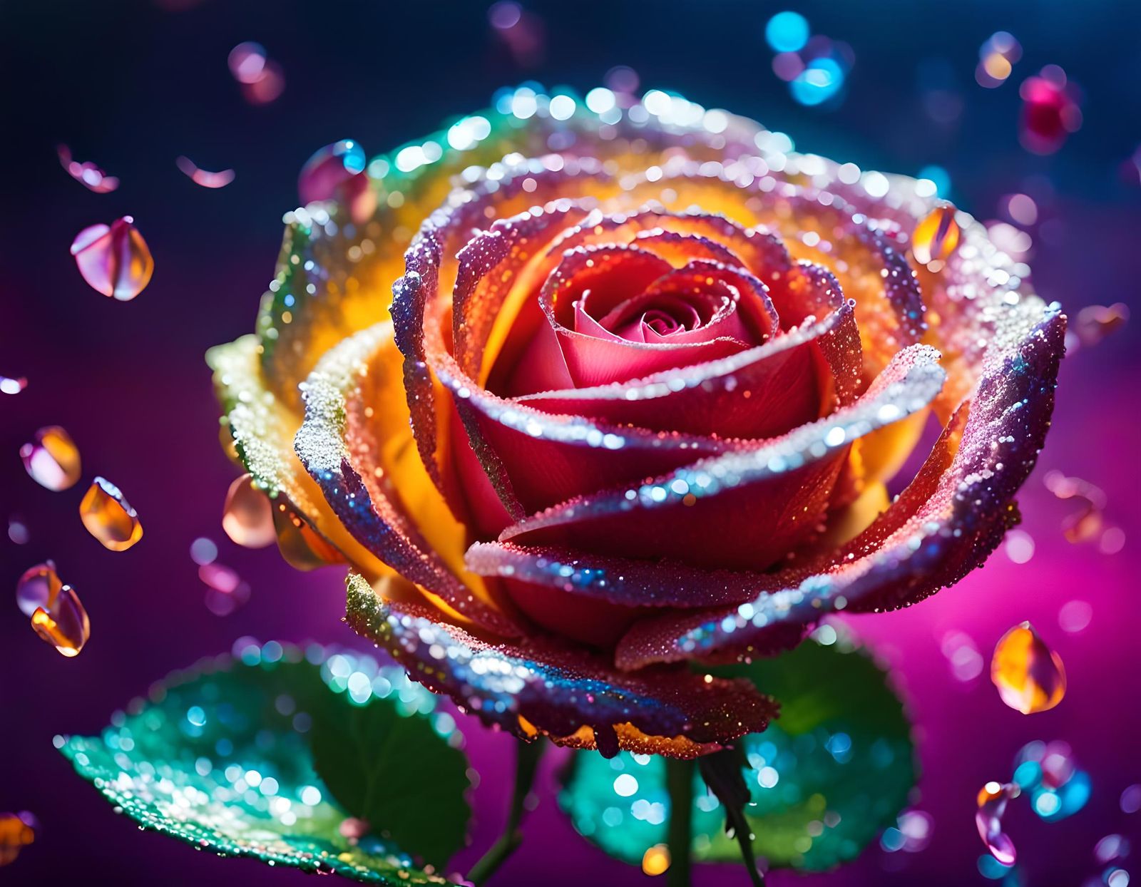 Glittering Transparent Rose: a Hyper-Detailed Macro Image