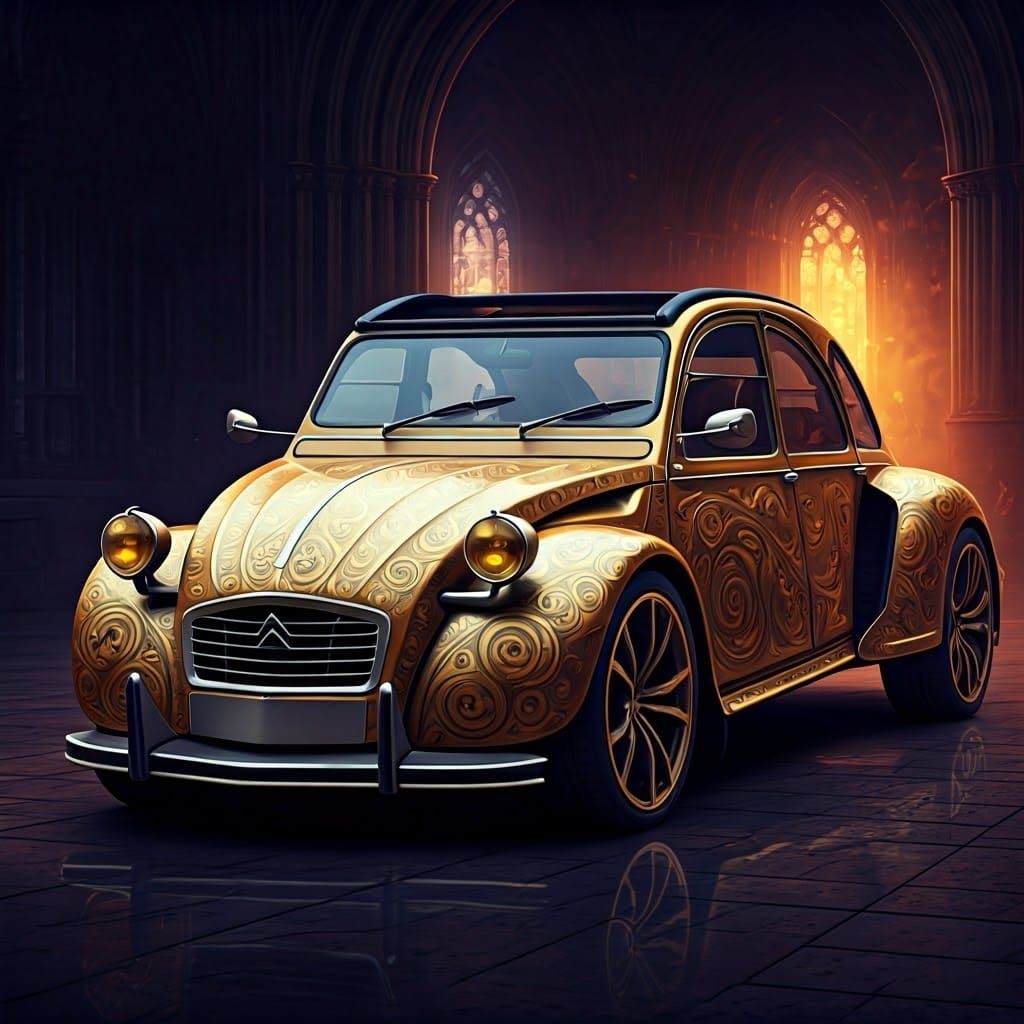 Cyberpunk 2CV Aventador Concept Art