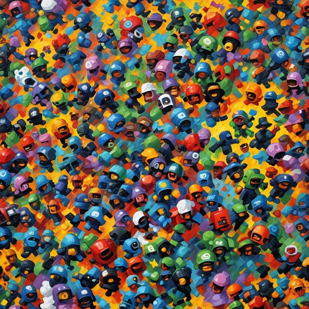 Brawl Stars: Expressionist Oil Painting in Impasto Style