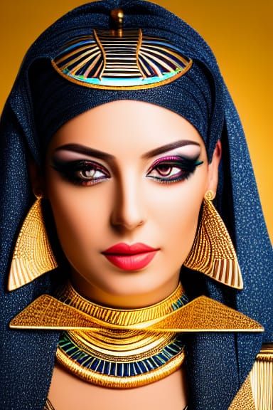 Egyptian Woman Portrait with Golden Jewelry