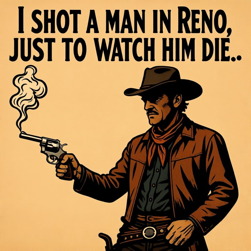 Cowboy with Smoking Gun in Desolate Reno