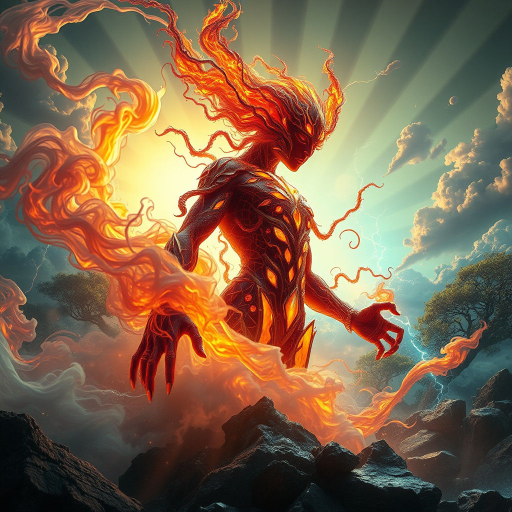 Surreal Elemental Being in a Fantastical World