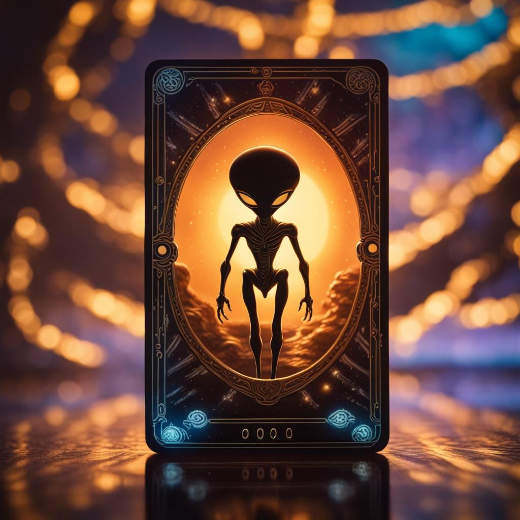 Alien Tarot Card in Studio Ghibli Style
