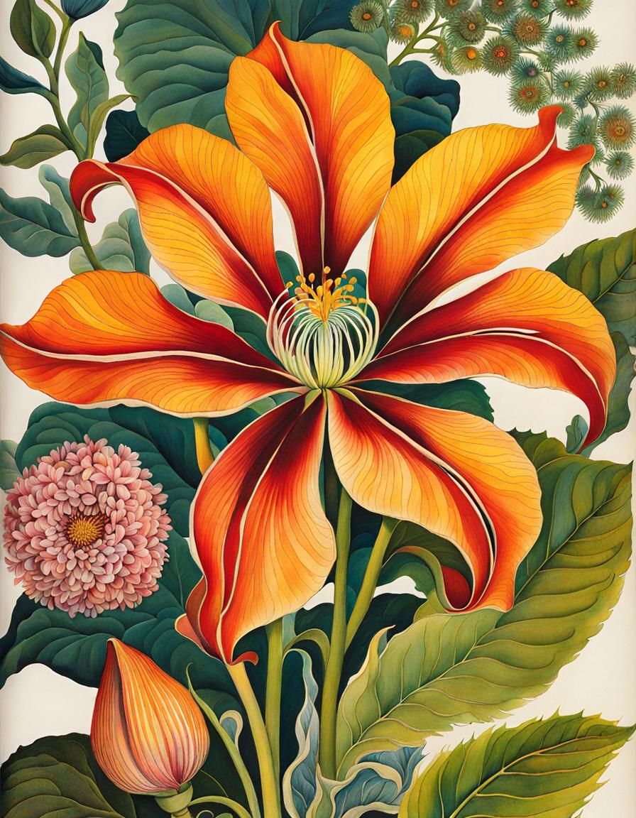 Intricate Ink Drawing of a Flower in Psychedelic Style