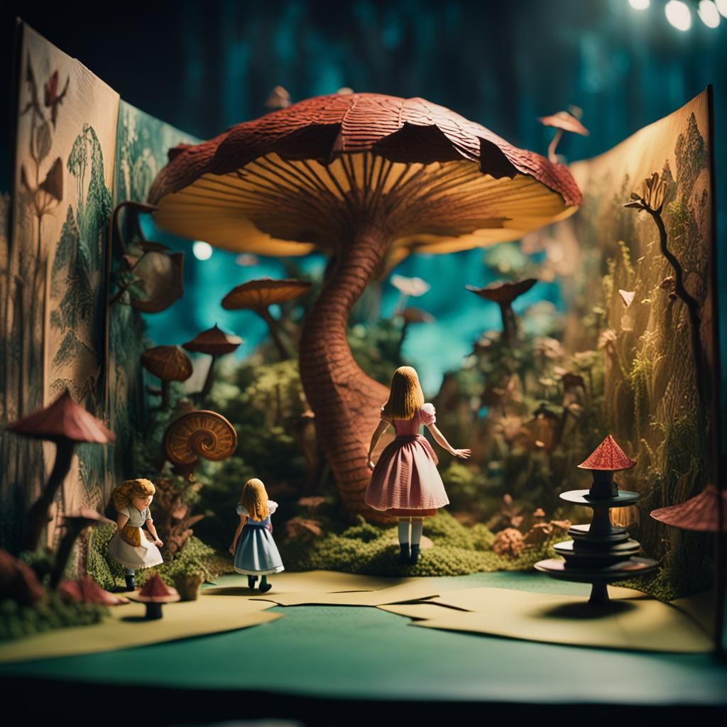 Alice in Wonderland Popup Book Illustration