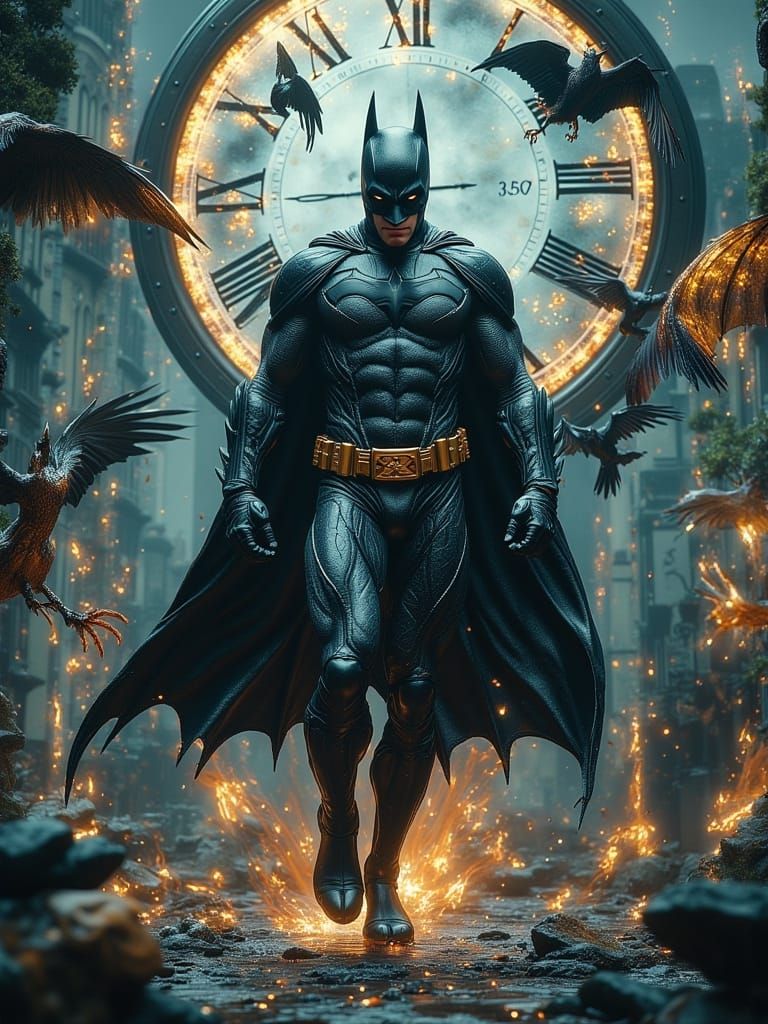 Superhero Hybrid Battle in Surreal Style