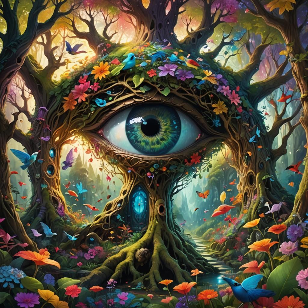 Fantasy Forest Within Luminous Eye: Concept Art