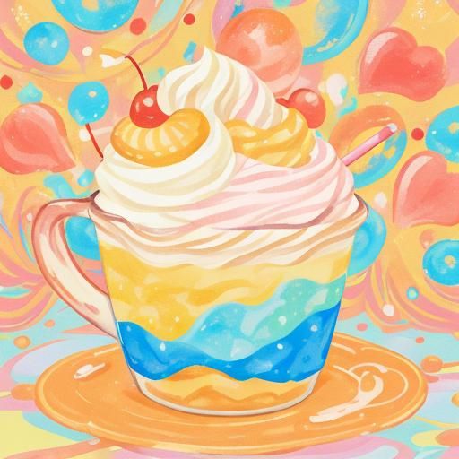 Peach Cobbler Milkshake in Whimsical Gouache Style