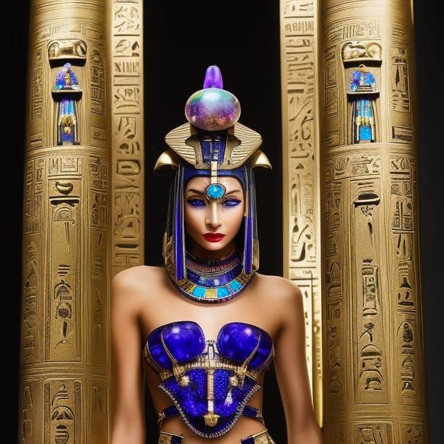 Futuristic Egyptian Temple with Alien Humanoid