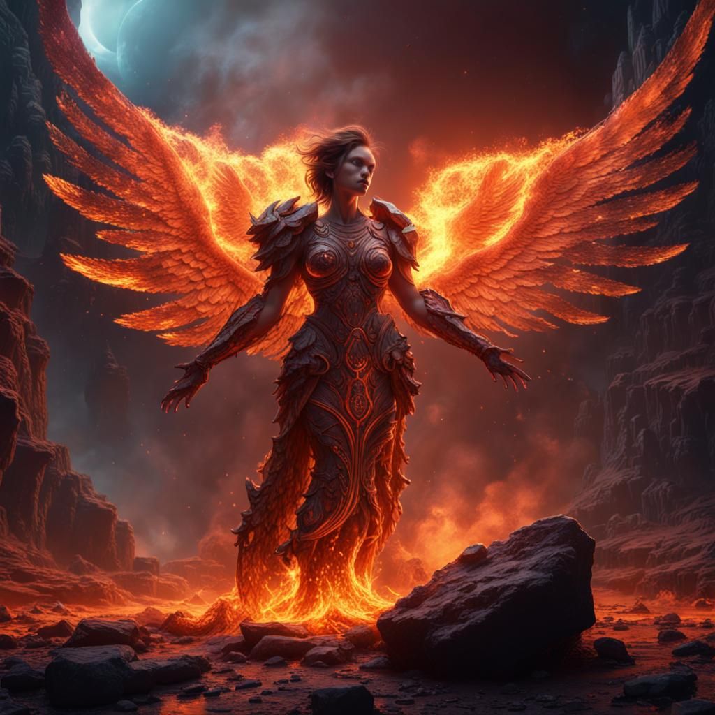 Burning earth in the hand of angel