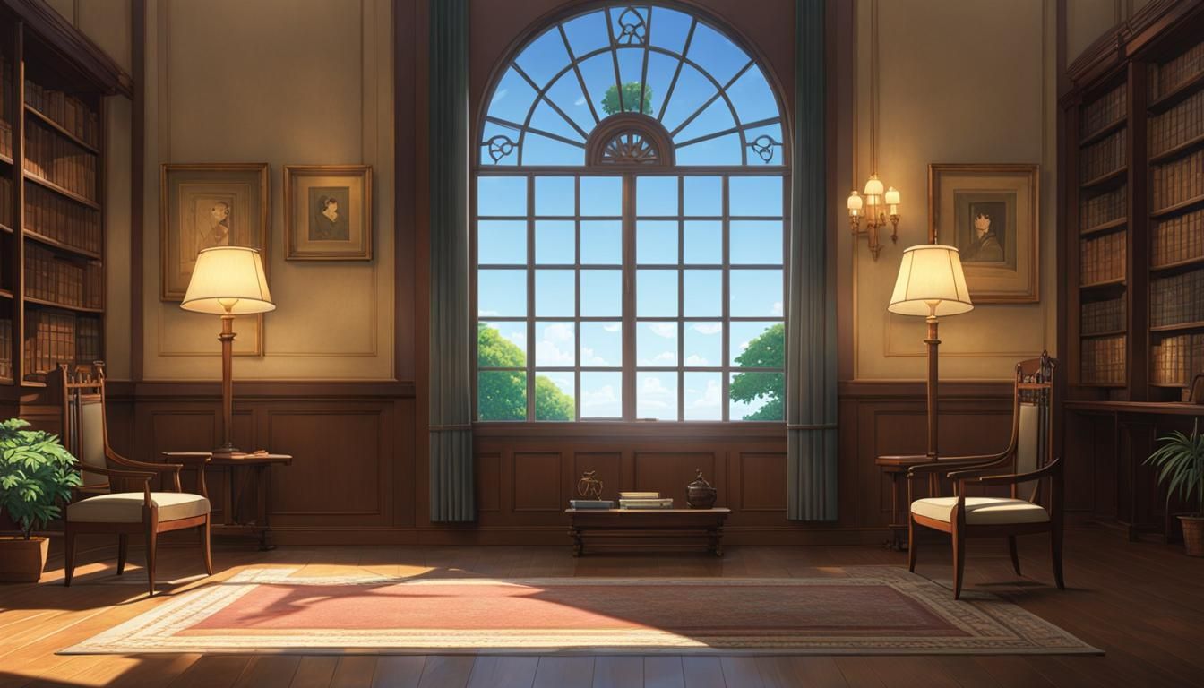 Empty Museum Room in Studio Ghibli Style