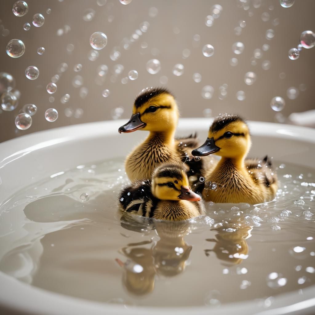 Baby Ducks' Bubble Bath: Professional Photography