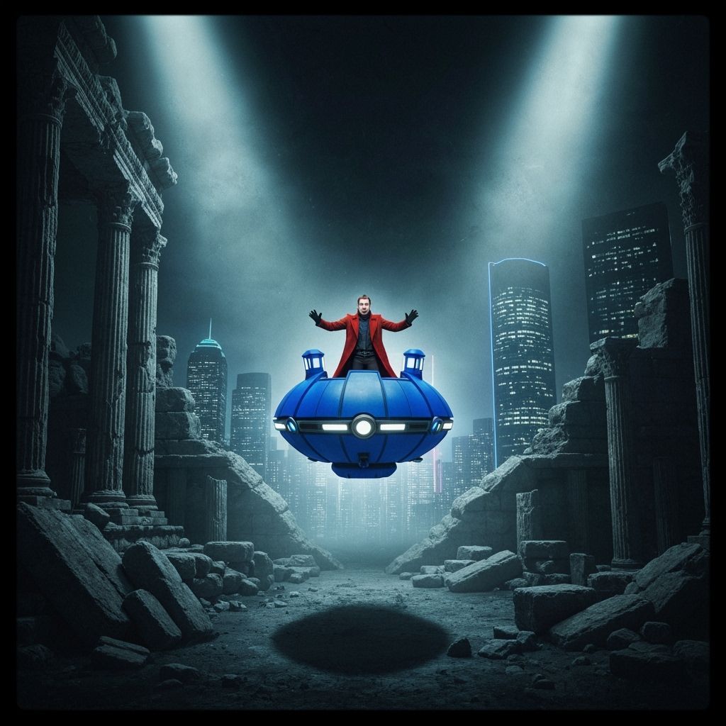 TARDIS Mid-Jump: Dystopian Cinematic Scene