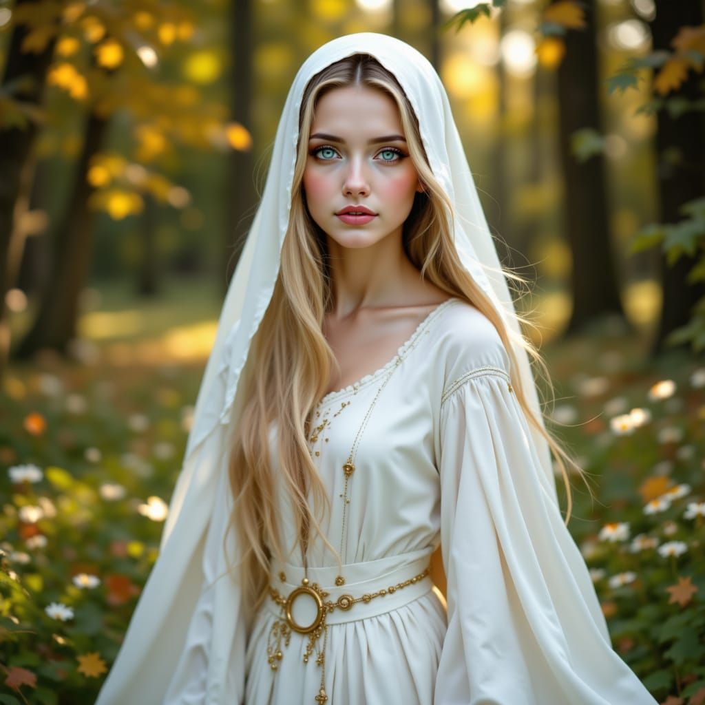 Young Novice Anne de Breuil in Monastery Park