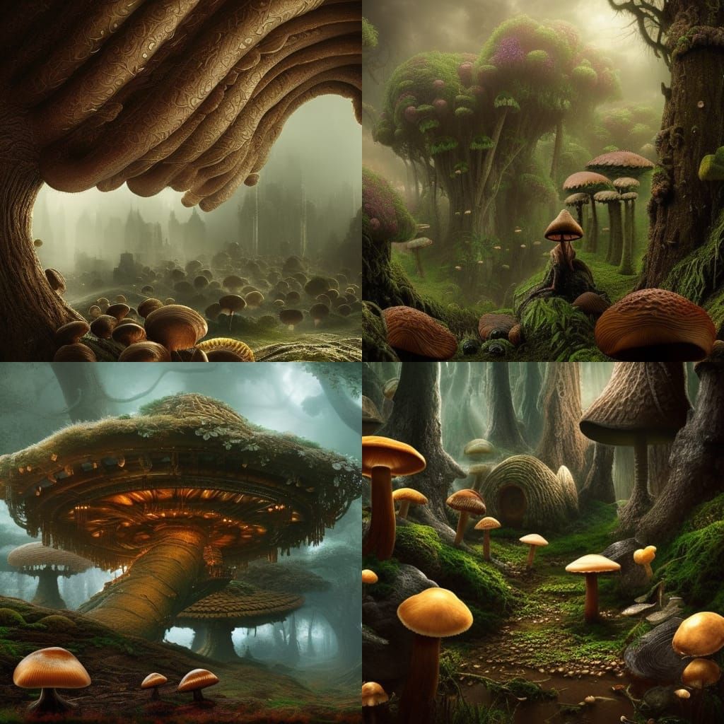 Epic Mushrooms in a Digital Matte Painting