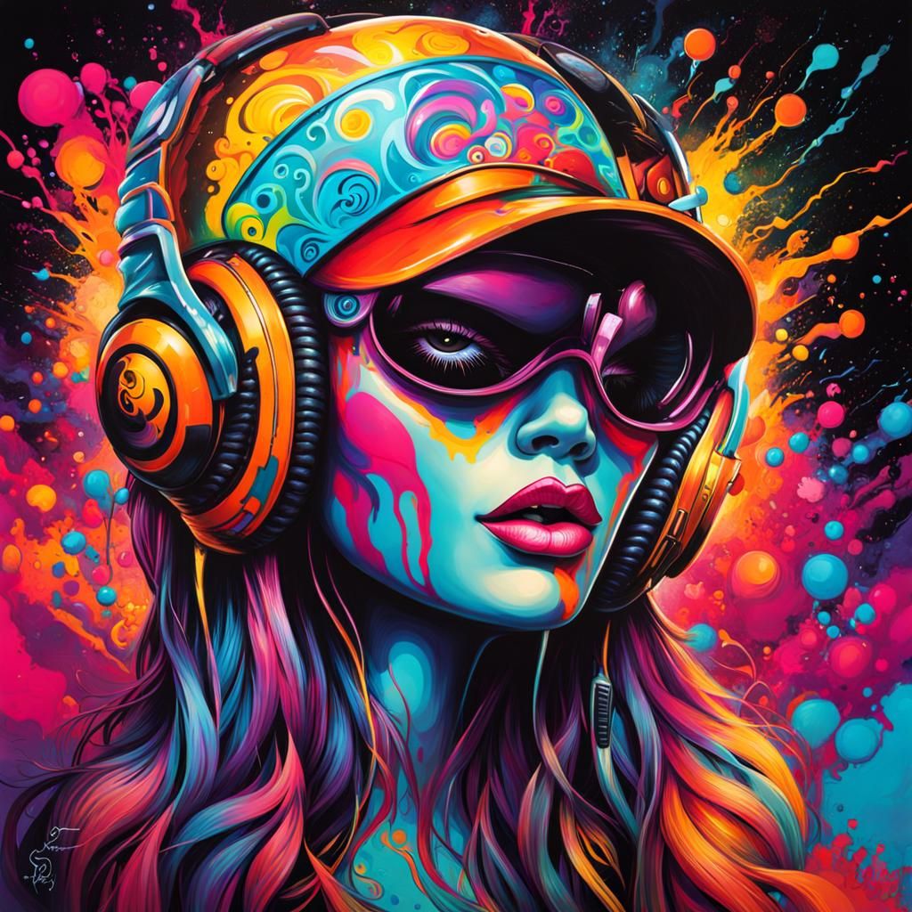 Sensual Psytrance Set as Colorful Graffiti Art