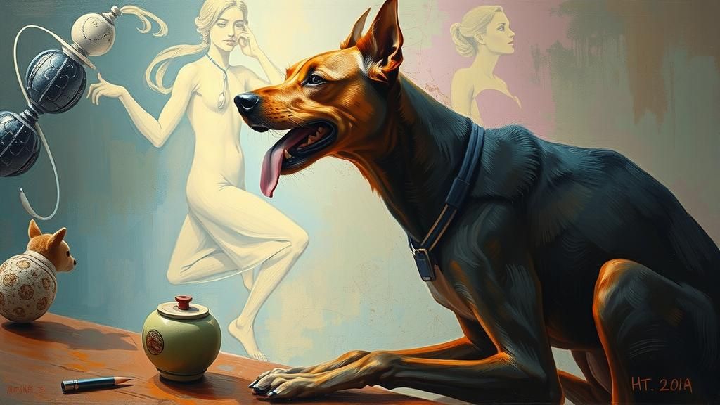 Dreamcore Dog in Futuristic Heidelberg School Style