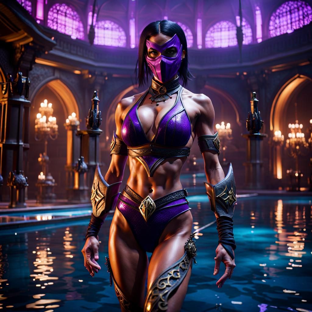 Mileena in Royal Pool: Detailed Matte Painting