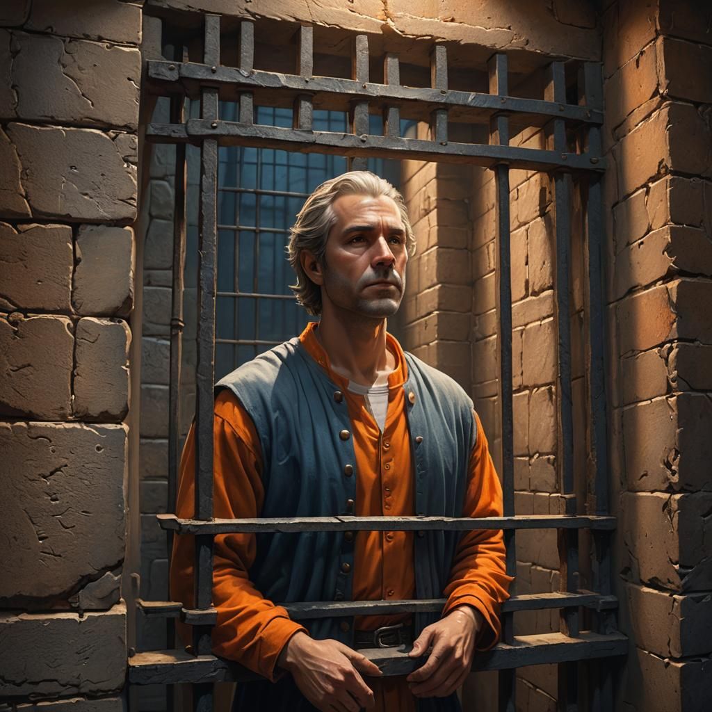 Captivating Prison Scene in Fantasy Matte Painting Style