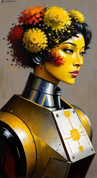 Edo Minimalism: Rusty Robot Queen with Marigolds