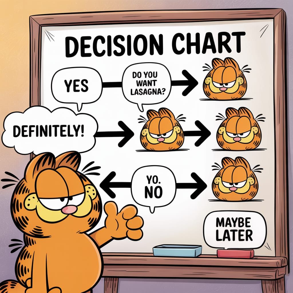 Garfield Decision Chart Cartoon Illustration