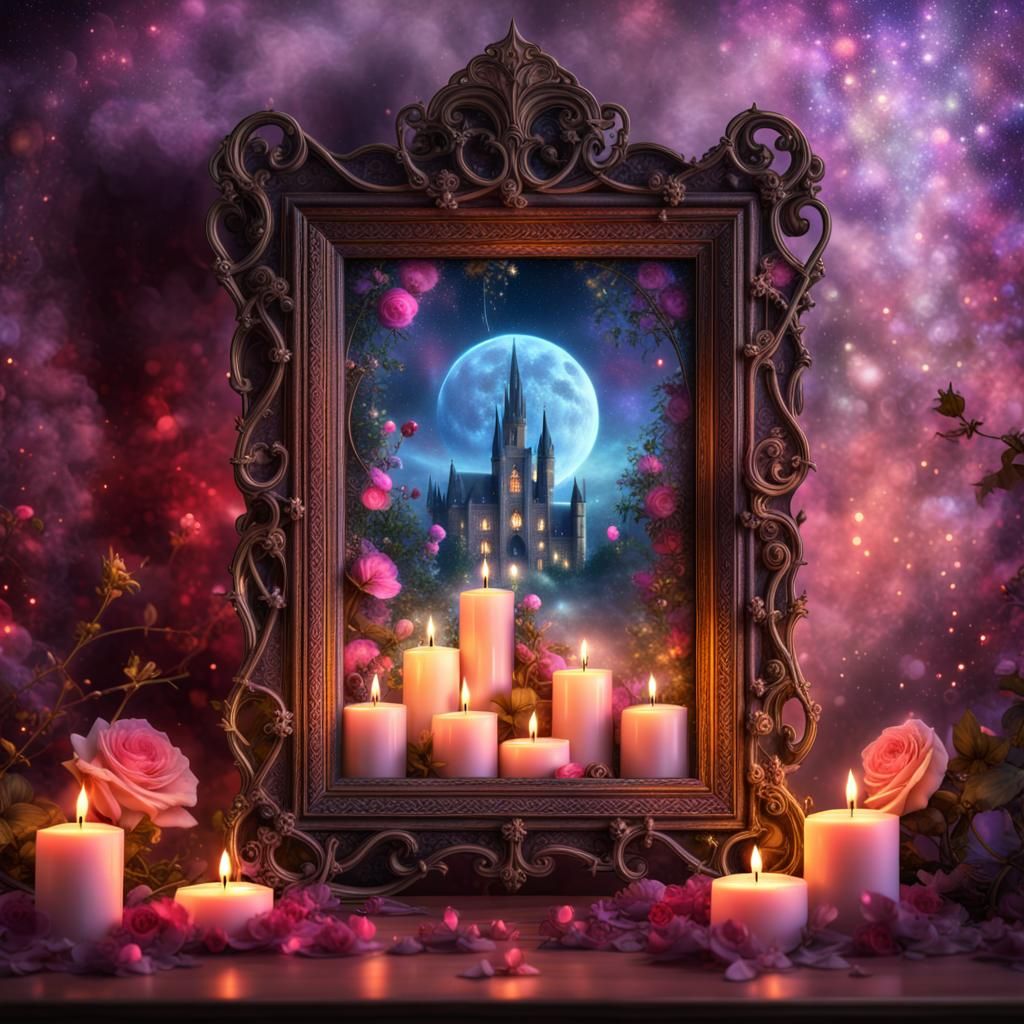 Rose Vines and Gothic Frame in Astral Illustration