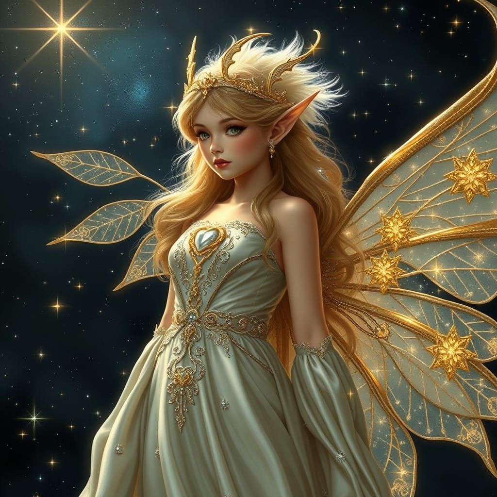 Majestic Elf Holds Starlight Fan