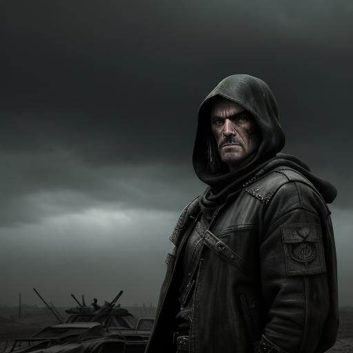 Wasteland Nomad in Post-Apocalyptic Cinematic Style