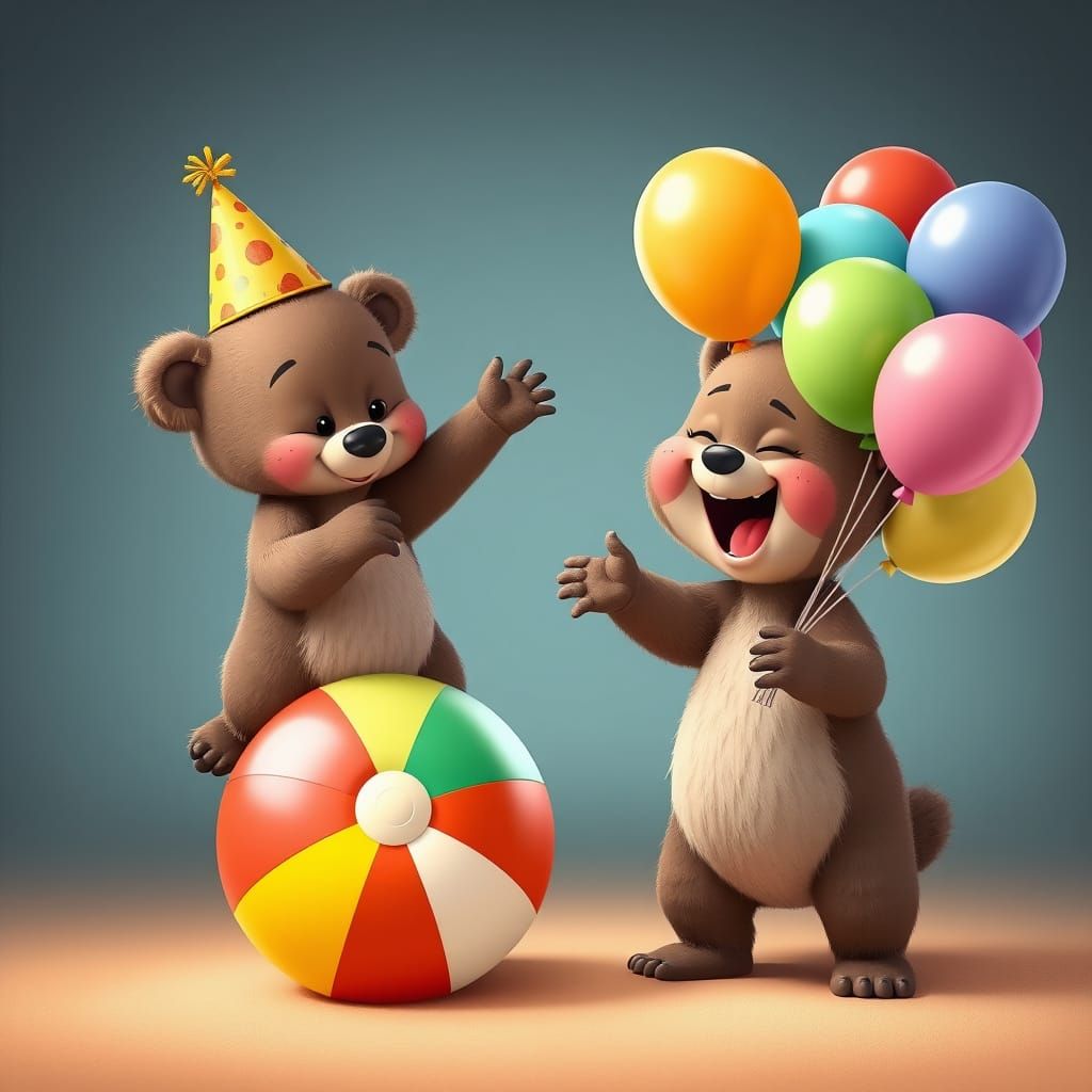 baby bears having fun