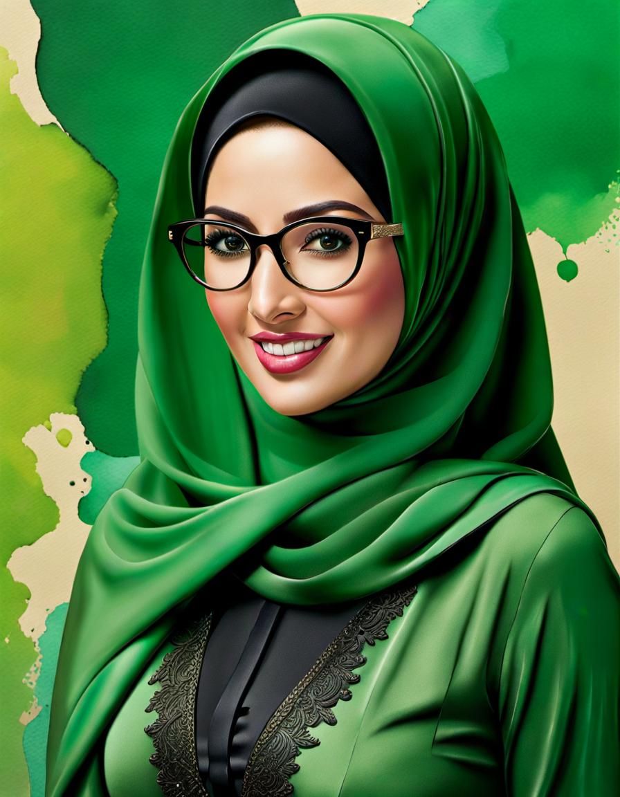 Psychedelic Hijabi Portrait in Pop Art Style