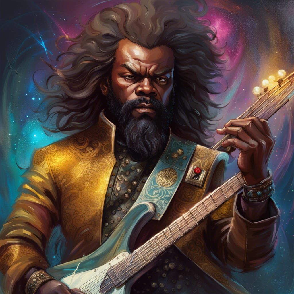 Worf Plays Guitar in Digital Art Style