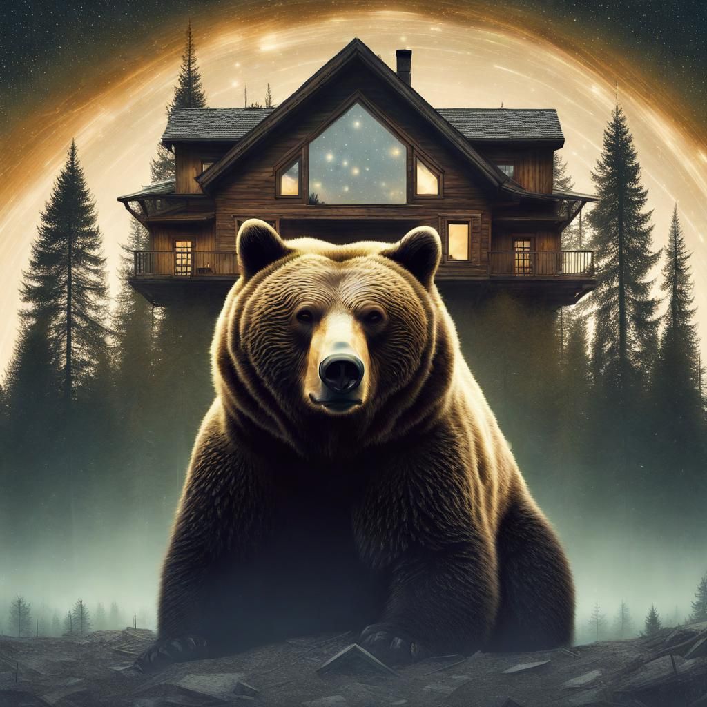 Surreal Bear Double Exposure Digital Art